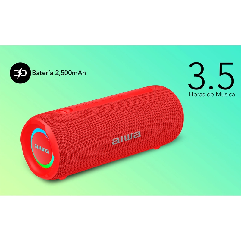 PARLANTE PORTATIL BLUETOOTH 15W IMPERMEABLE TWS AIWA AW-Q260 ROJO - 10