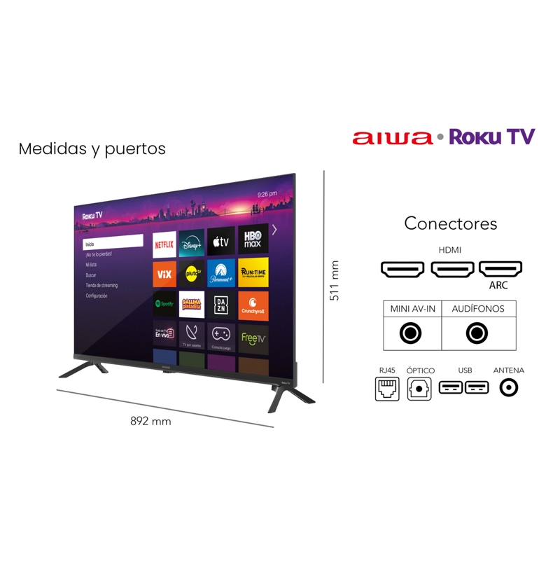 SMART TV AIWA 40'' FHD WIFI SISTEMA ROKU TV - 2