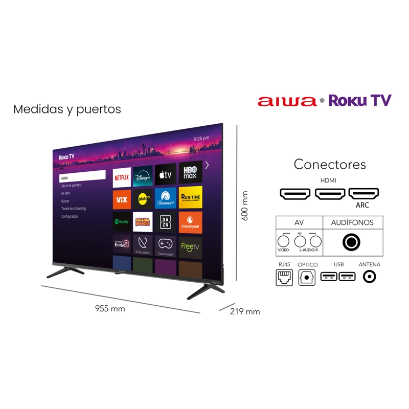 SMART TV AIWA 43'' FHD WIFI SISTEMA ROKU TV - 2