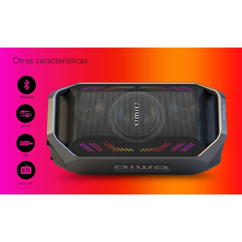 PARLANTE PORTATIL BLUETOOTH AIWA 90W CON RADIO FM AW-A521 - 3