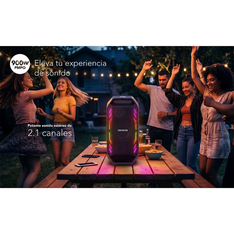 PARLANTE PORTATIL BLUETOOTH AIWA 90W CON RADIO FM AW-A521 - 11