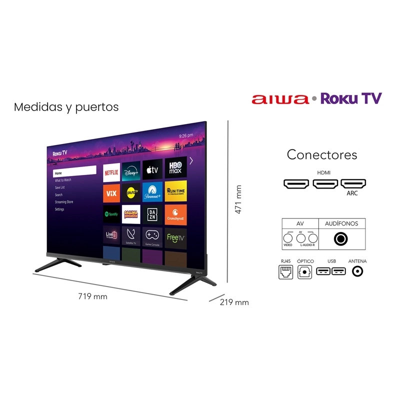 SMART TV AIWA 32'' HD WIFI SISTEMA ROKU TV - 2