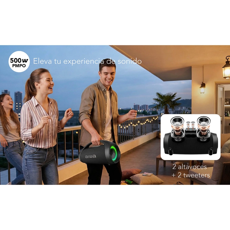 PARLANTE PORTATIL BLUETOOTH AW-S144BT AIWA 50W FUNCION TWS - 9