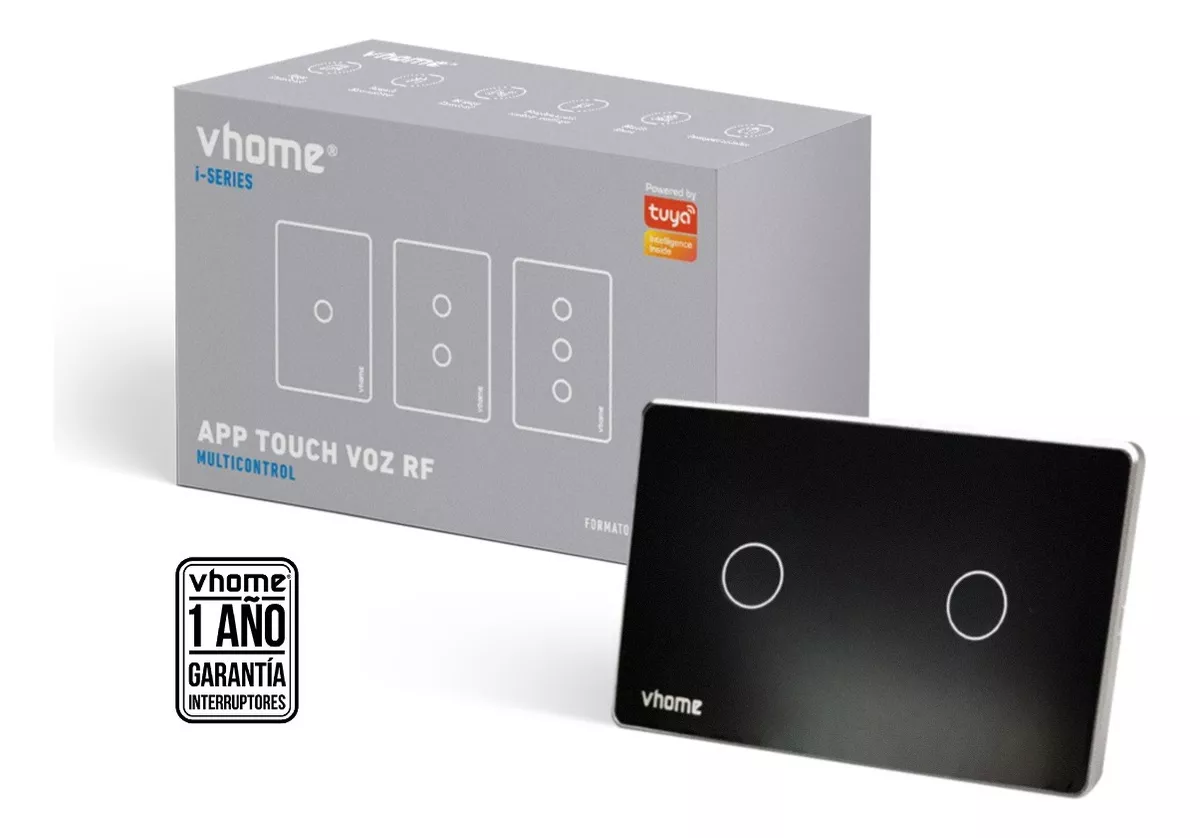 INTERRUPTOR VHOME NEGRO WIFI RF VECTOR BLACK 2 CANALES ALEXA VSHOP - 2