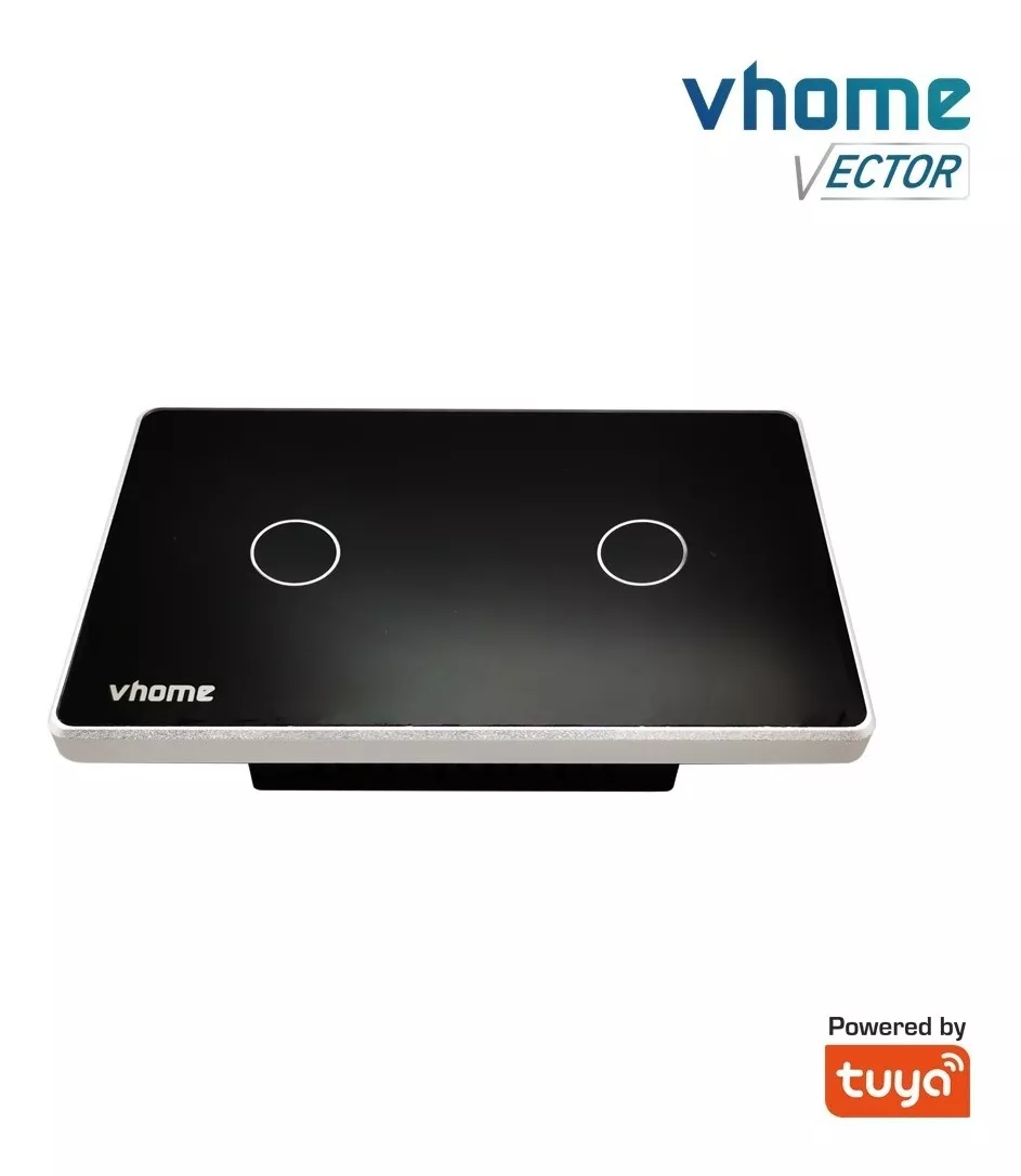INTERRUPTOR VHOME NEGRO WIFI RF VECTOR BLACK 2 CANALES ALEXA VSHOP - 4