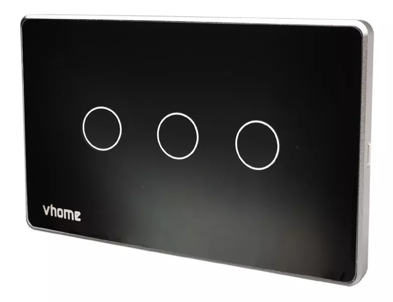 INTERRUPTOR VHOME NEGRO WIFI RF VECTOR BLACK 3 CANALES ALEXA VSHOP - 3