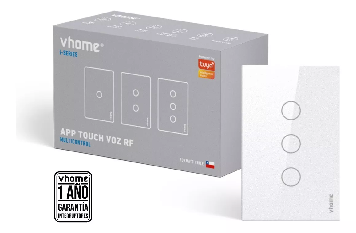 INTERRUPTOR VHOME NEGRO WIFI RF SMART LIFE TOUCH 3 CANAL VSHOP - 2