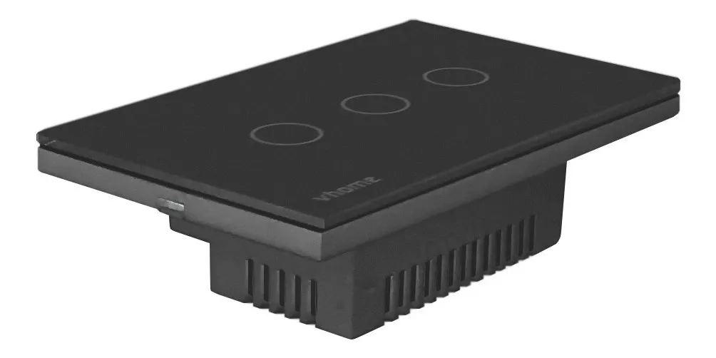 INTERRUPTOR VHOME NEGRO WIFI LIVE SIN NEUTRO BLACK 3 CANAL VSHOP - 3