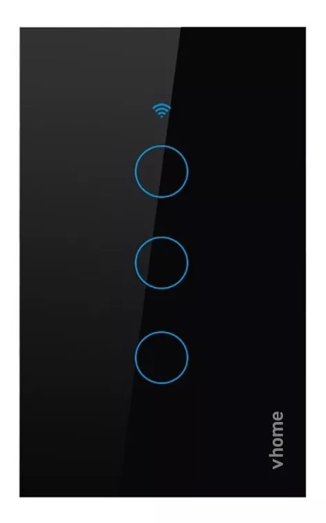 INTERRUPTOR VHOME NEGRO WIFI LIVE SIN NEUTRO BLACK 3 CANAL VSHOP - 4