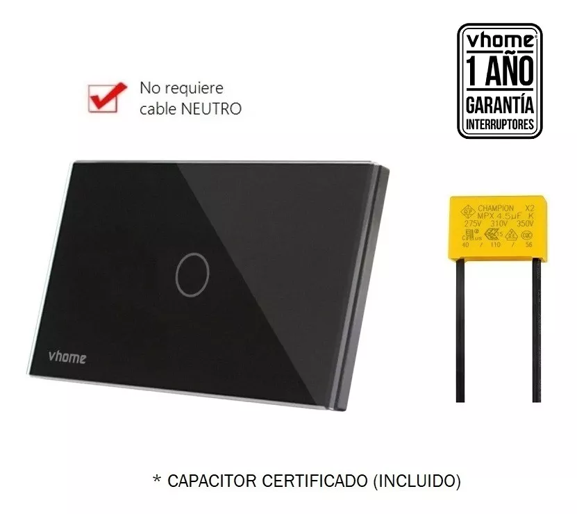 INTERRUPTOR WIFI VHOME LIVE SIN NEUTRO BLACK 1 CANAL VSHOP - 2