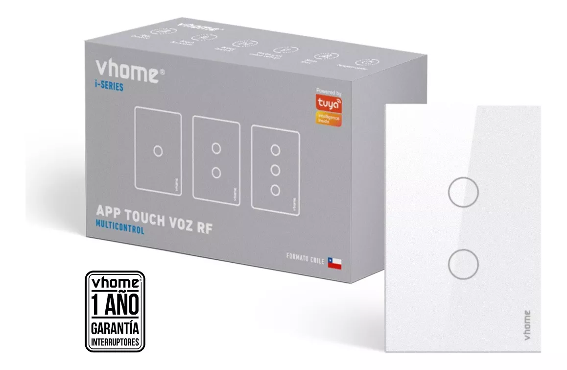 INTERRUPTOR VHOME NEGRO WIFI SMART LIFE TOUCH 2 CANAL VSHOP - 2