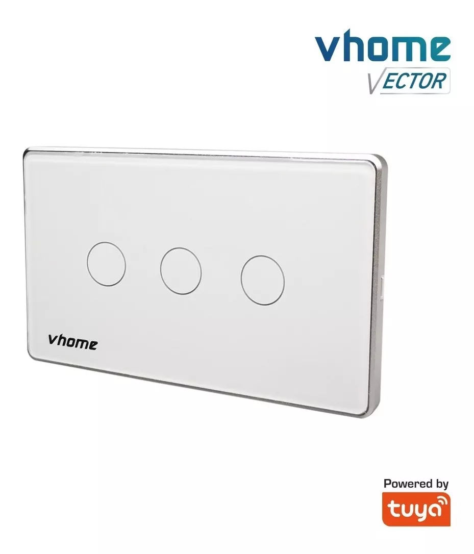 INTERRUPTOR VHOME NEGRO WIFI VECTOR SIN NEUTRO 3 CANALES VSHOP - 3