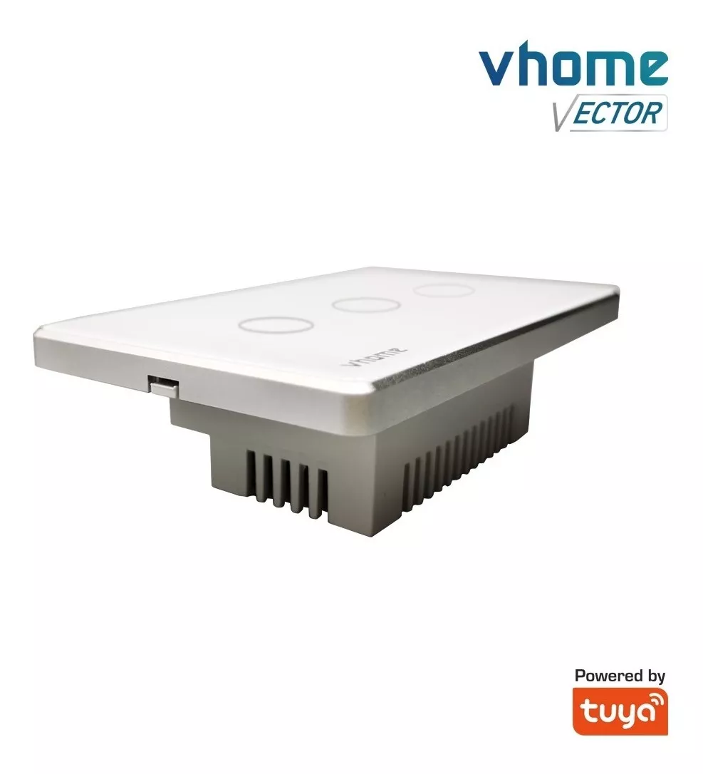 INTERRUPTOR VHOME NEGRO WIFI VECTOR SIN NEUTRO 3 CANALES VSHOP - 5