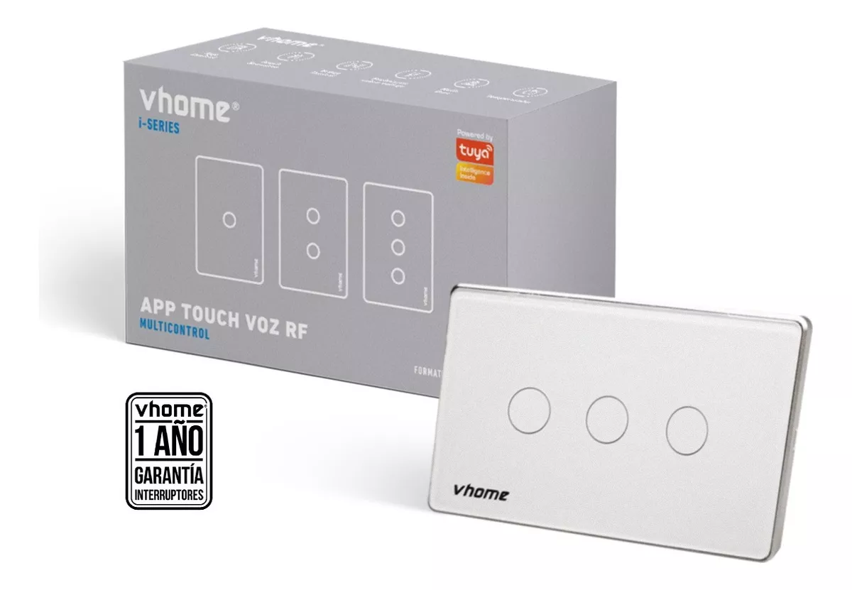 INTERRUPTOR VHOME NEGRO WIFI RF VECTOR 3 CANAL ALEXA GOOGLE VSHOP - 2