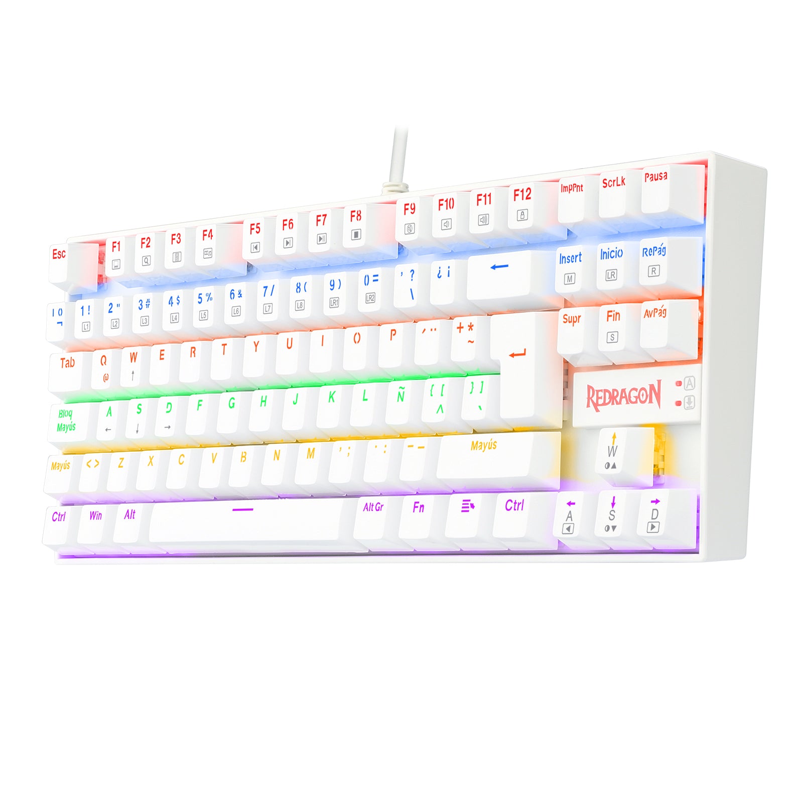 Teclado Gamer KUMARA 2 K552R-SP Rainbow Switch Red Blanco - 2