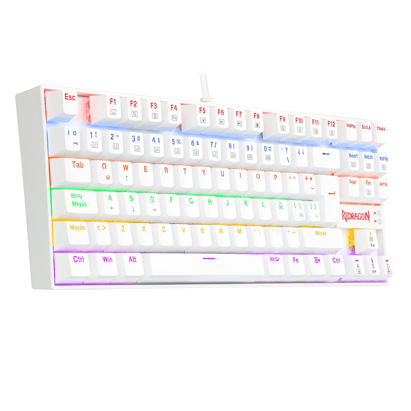 Teclado Gamer KUMARA 2 K552R-SP Rainbow Switch Red Blanco - 3