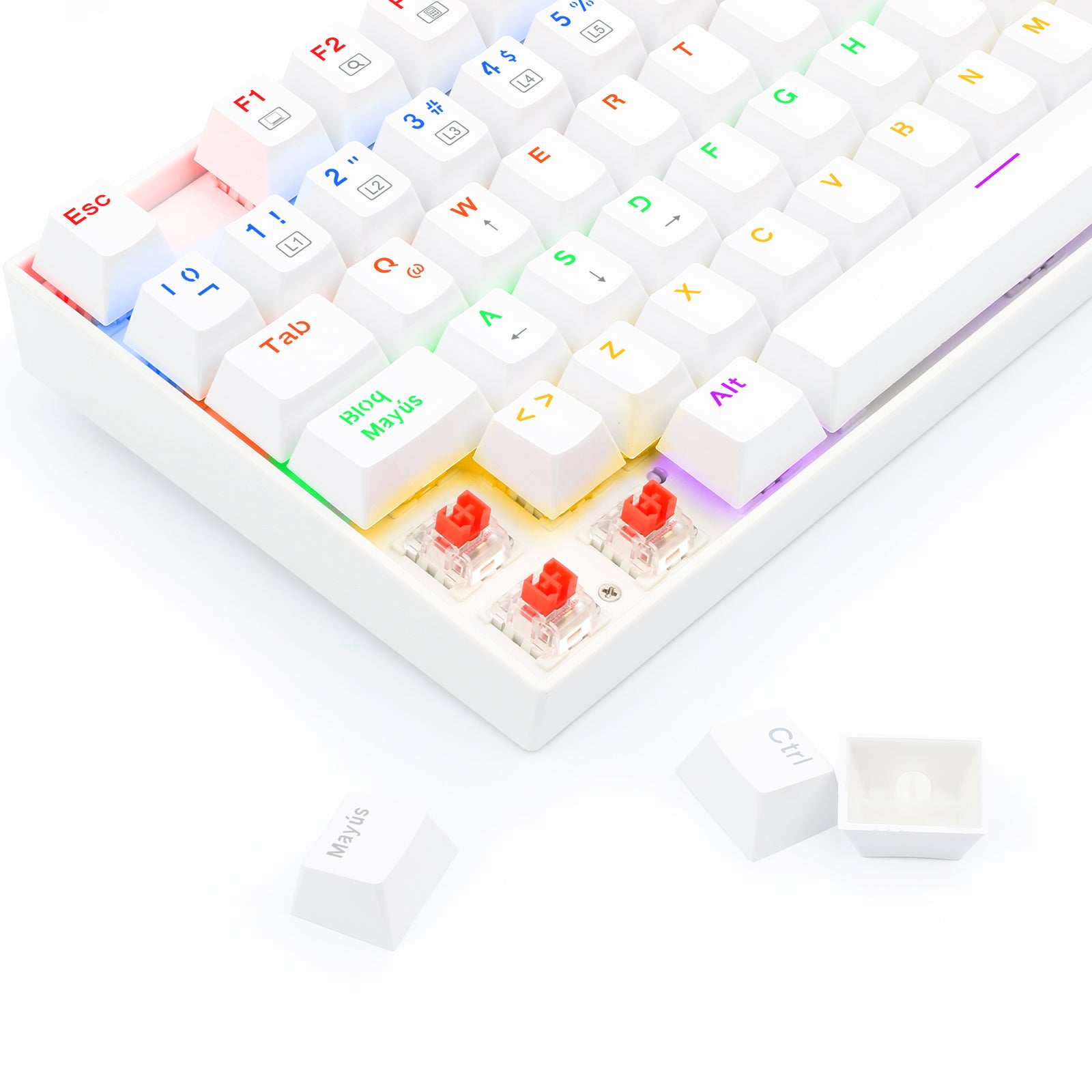 Teclado Gamer KUMARA 2 K552R-SP Rainbow Switch Red Blanco - 7