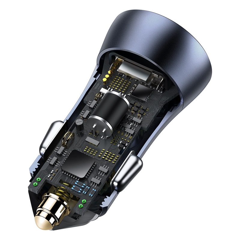 CARGADOR DUAL AUTOMÓVIL BASEUS U+C 40W (CABLE C-L) - GRIS - 2