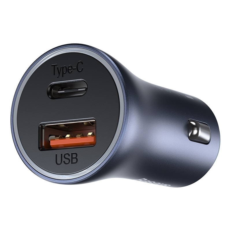 CARGADOR DUAL AUTOMÓVIL BASEUS U+C 40W (CABLE C-L) - GRIS - 3