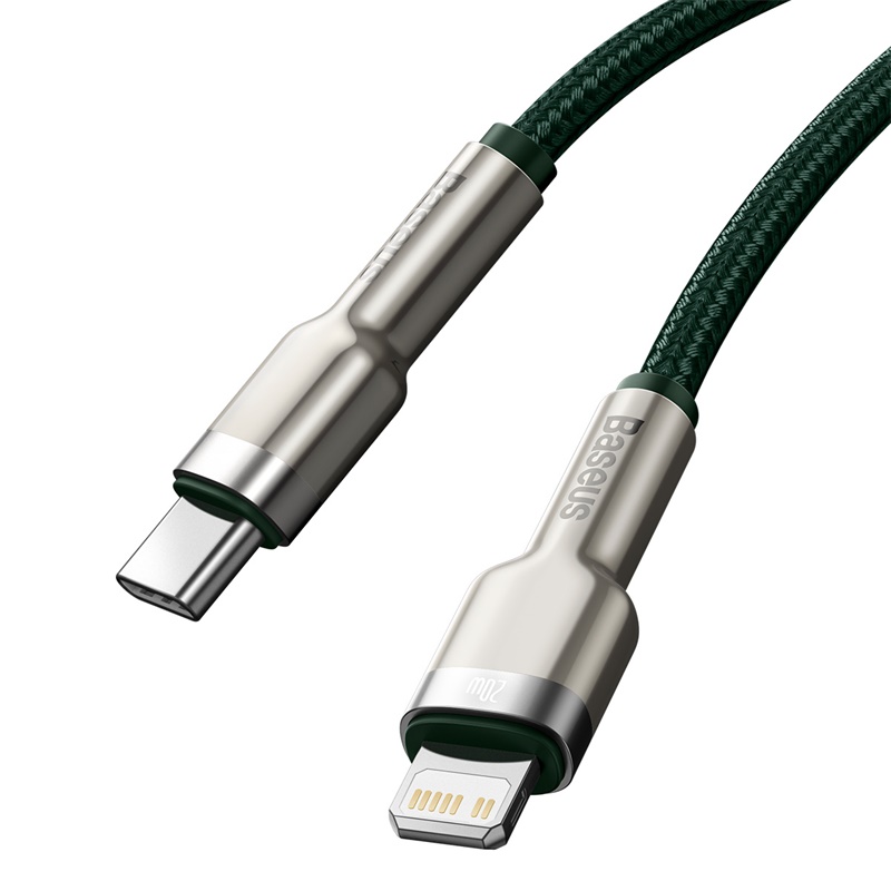 CABLE CARGA RÁPIDA METÁLICO BASEUS TIPO-C A LIGHTNING DE 2M 20W VERDE - 4