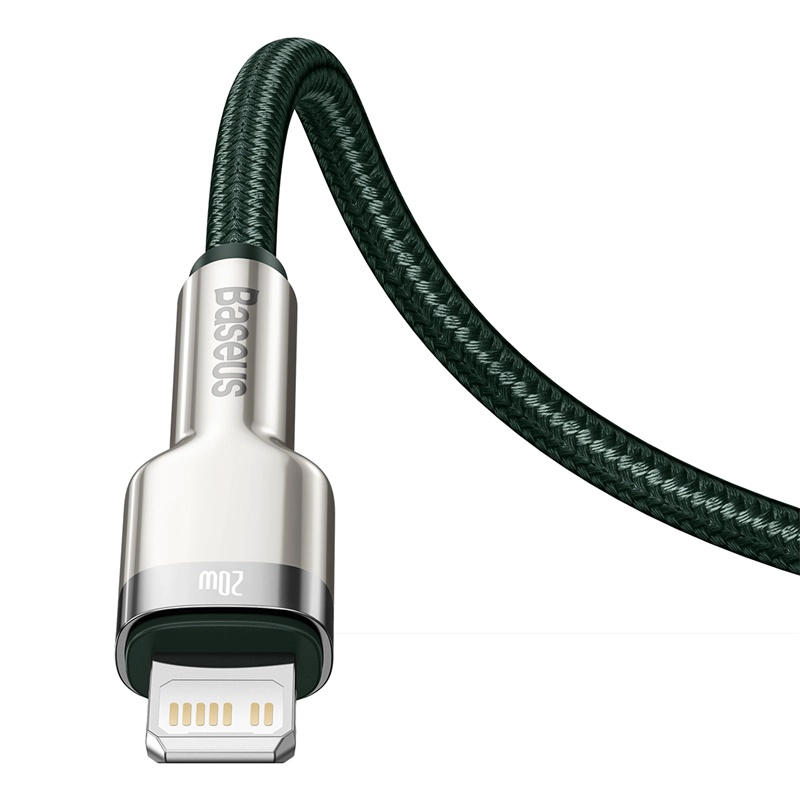 CABLE CARGA RÁPIDA METÁLICO BASEUS TIPO-C A LIGHTNING DE 1M 20W VERDE - 2