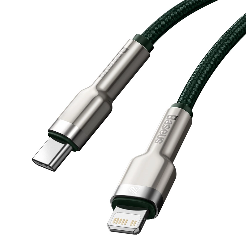 CABLE CARGA RÁPIDA METÁLICO BASEUS TIPO-C A LIGHTNING DE 1M 20W VERDE - 4