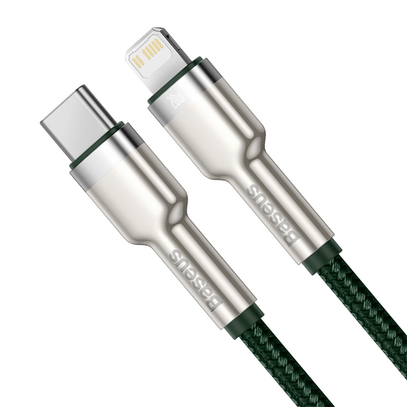 CABLE CARGA RÁPIDA METÁLICO BASEUS TIPO-C A LIGHTNING DE 1M 20W VERDE - 6