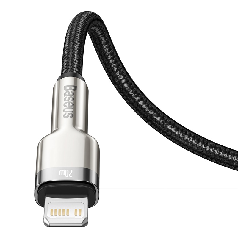 CABLE CARGA RÁPIDA METÁLICO BASEUS TIPO-C A LIGHTNING 25CM 20W NEGRO - 2