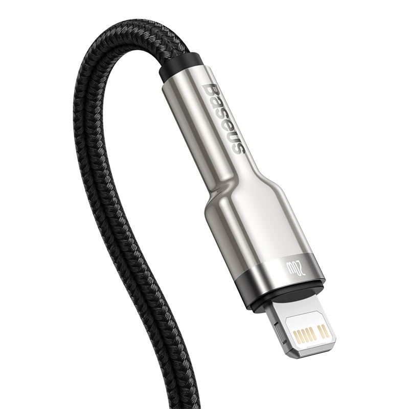 CABLE CARGA RÁPIDA METÁLICO BASEUS TIPO-C A LIGHTNING 25CM 20W NEGRO - 5