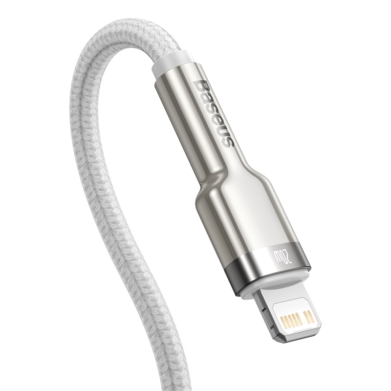 CABLE CARGA RÁPIDA METÁLICO BASEUS TIPO-C A LIGHTNING DE 1M 20W BLANCO - 3
