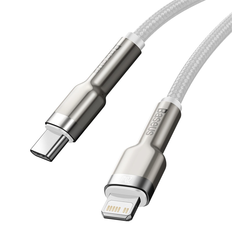 CABLE CARGA RÁPIDA METÁLICO BASEUS TIPO-C A LIGHTNING DE 1M 20W BLANCO - 4