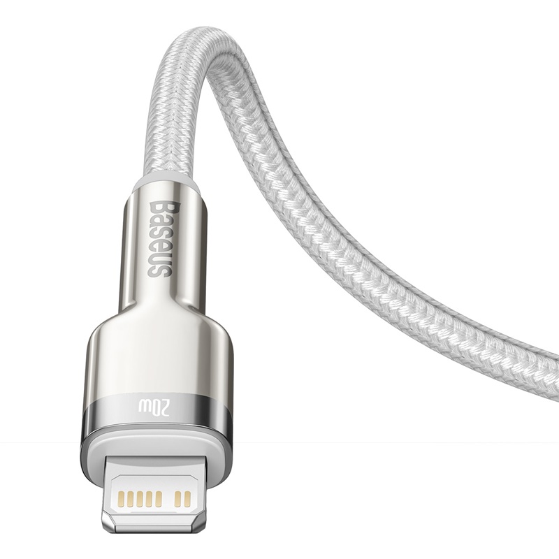 CABLE CARGA RÁPIDA METÁLICO BASEUS TIPO-C A LIGHTNING DE 1M 20W BLANCO - 5