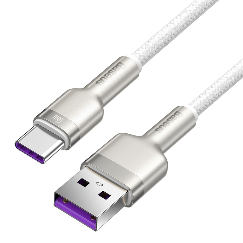 CABLE CARGA RÁPIDA METÁLICO BASEUS USB A TIPO-C DE 2M 66W BLANCO - 3