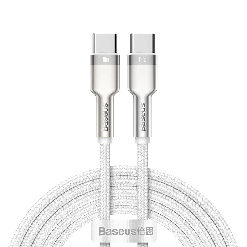 CABLE CARGA RÁPIDA METÁLICO BASEUS TIPO-C A TIPO-C 2M 100W BLANCO - 1