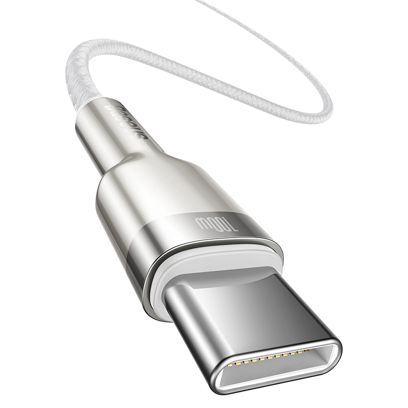 CABLE CARGA RÁPIDA METÁLICO BASEUS TIPO-C A TIPO-C 2M 100W BLANCO - 4
