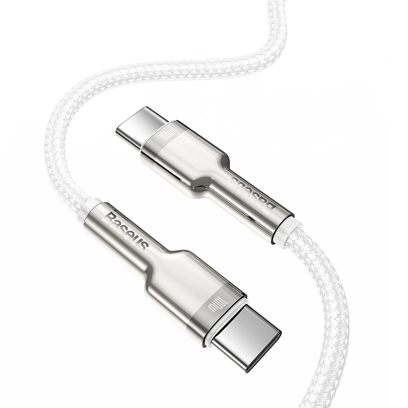 CABLE CARGA RÁPIDA METÁLICO BASEUS TIPO-C A TIPO-C 2M 100W BLANCO - 5