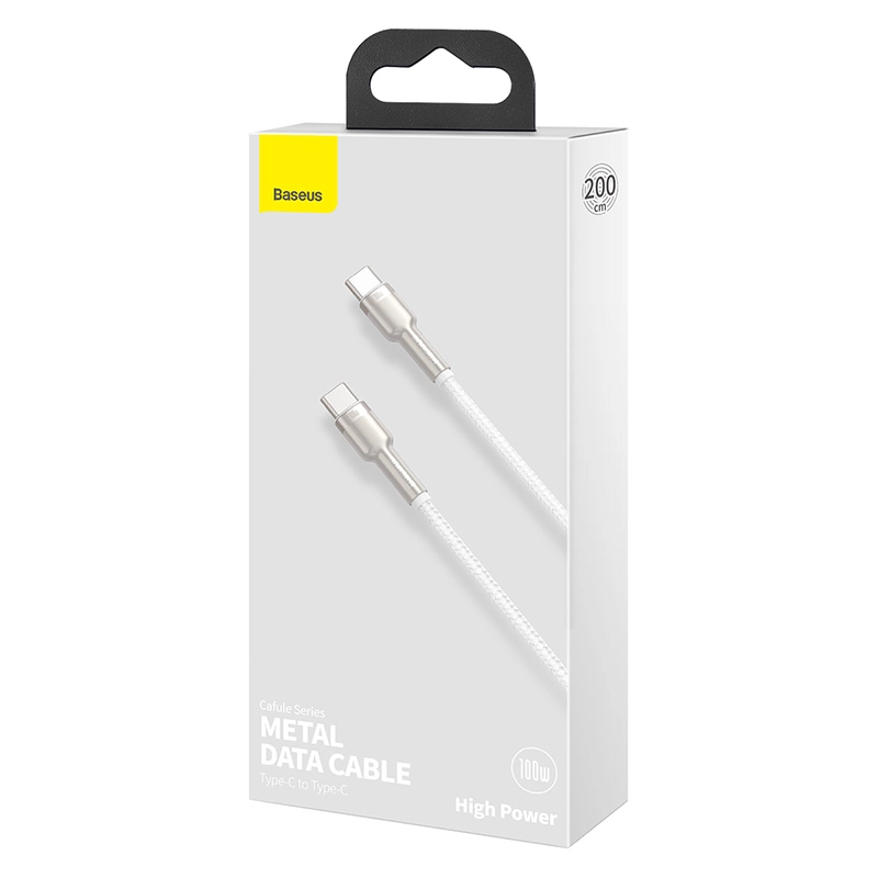 CABLE CARGA RÁPIDA METÁLICO BASEUS TIPO-C A TIPO-C 2M 100W BLANCO - 6