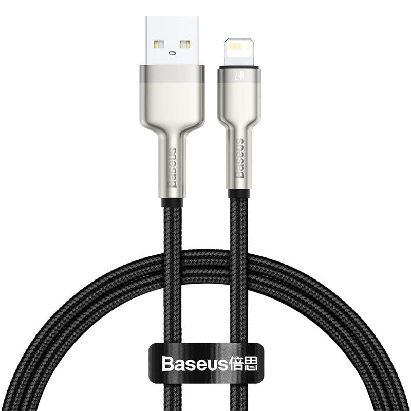CABLE CARGA METÁLICO BASEUS USB A LIGHTNING DE 25CM NEGRO - 1