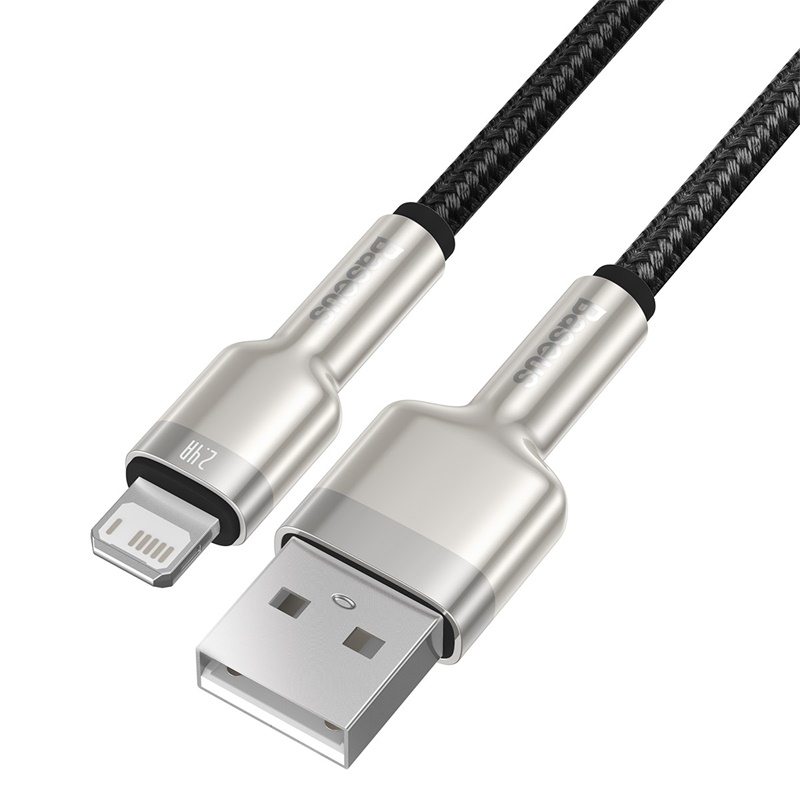CABLE CARGA METÁLICO BASEUS USB A LIGHTNING DE 25CM NEGRO - 2