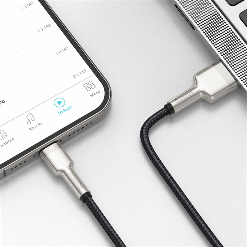 CABLE CARGA METÁLICO BASEUS USB A LIGHTNING DE 25CM NEGRO - 3