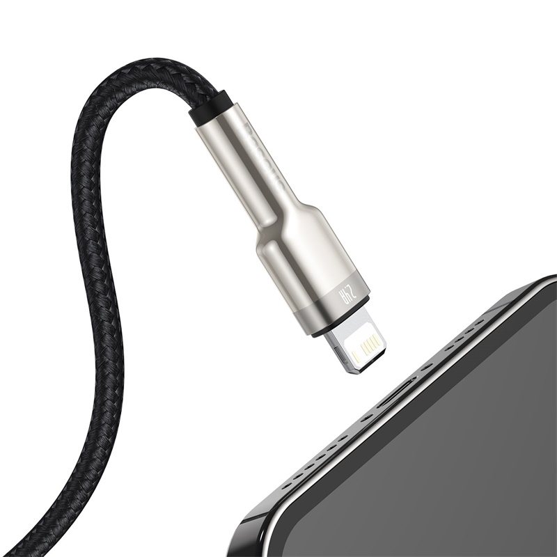 CABLE CARGA METÁLICO BASEUS USB A LIGHTNING DE 25CM NEGRO - 7