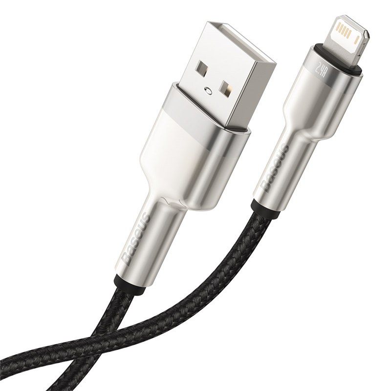 CABLE CARGA METÁLICO BASEUS USB A LIGHTNING DE 25CM NEGRO - 8