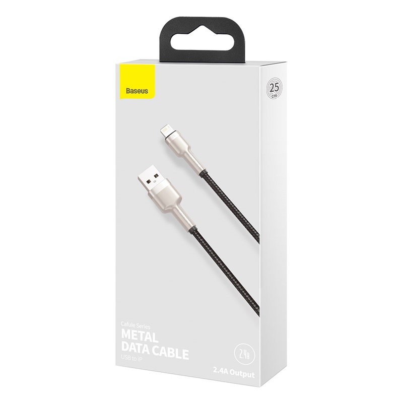 CABLE CARGA METÁLICO BASEUS USB A LIGHTNING DE 25CM NEGRO - 9