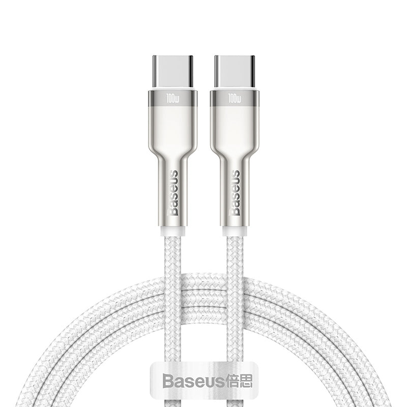 CABLE CARGA RÁPIDA METÁLICO BASEUS TIPO-C A TIPO-C DE 1M 100W BLANCO - 1