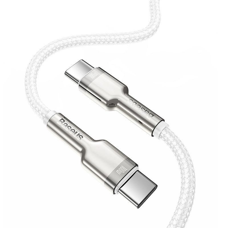 CABLE CARGA RÁPIDA METÁLICO BASEUS TIPO-C A TIPO-C DE 1M 100W BLANCO - 5