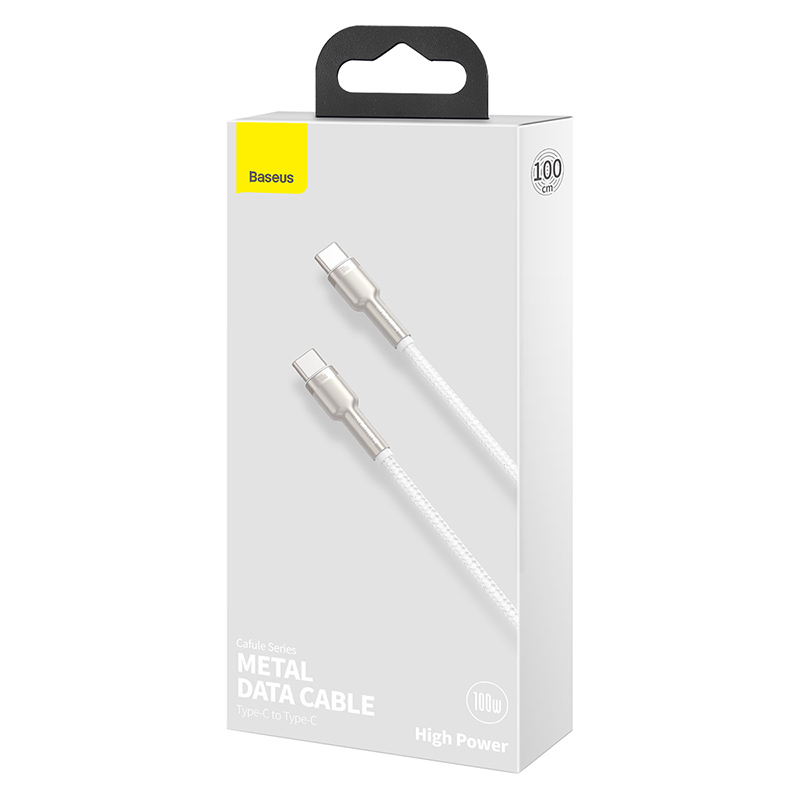 CABLE CARGA RÁPIDA METÁLICO BASEUS TIPO-C A TIPO-C DE 1M 100W BLANCO - 6