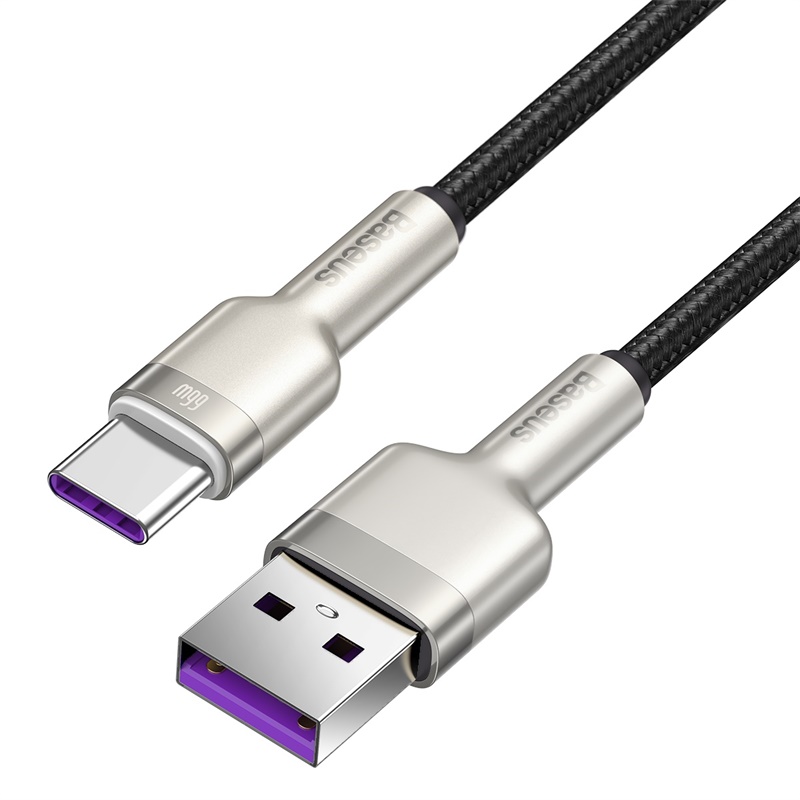 CABLE CARGA RÁPIDA METÁLICO BASEUS USB A TIPO-C DE 25 CM 66W NEGRO - 2