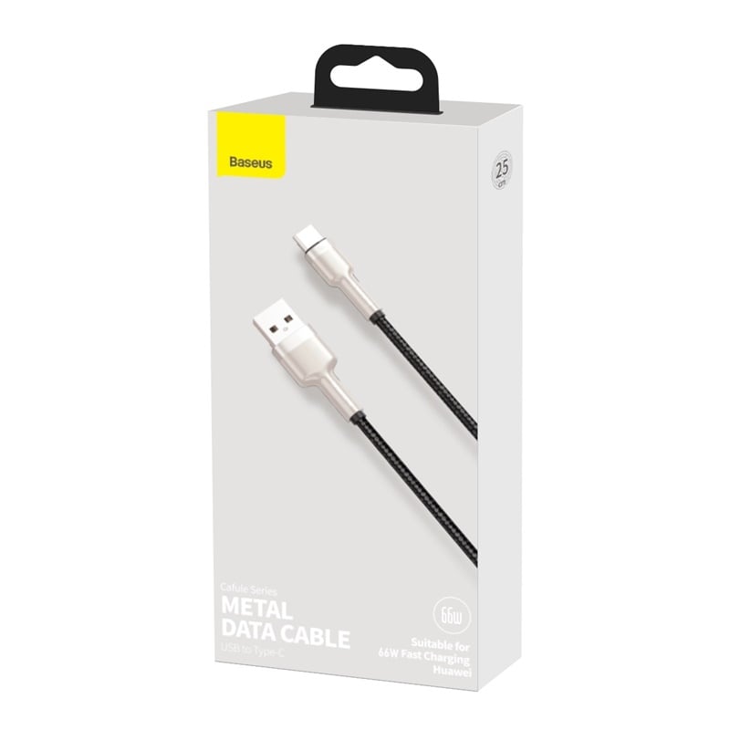 CABLE CARGA RÁPIDA METÁLICO BASEUS USB A TIPO-C DE 25 CM 66W NEGRO - 5