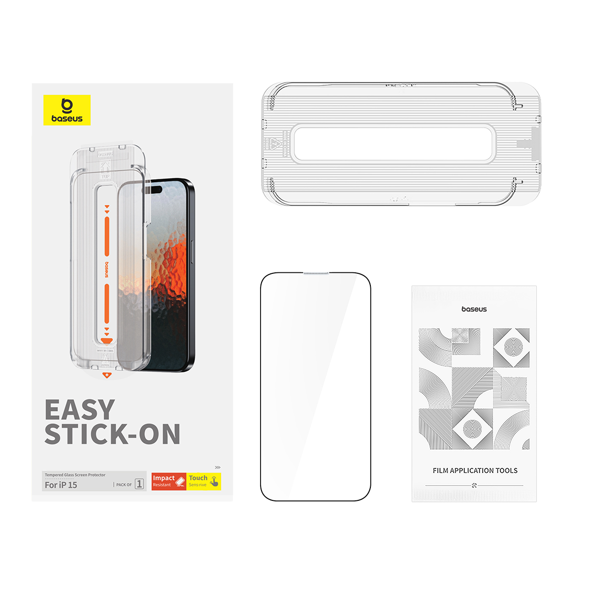 PROTECTOR IPHONE 15 BASEUS P60057504203-00 LÁMINA VIDRIO TEMPLADO HD SERIES SAPPHIRE - 2