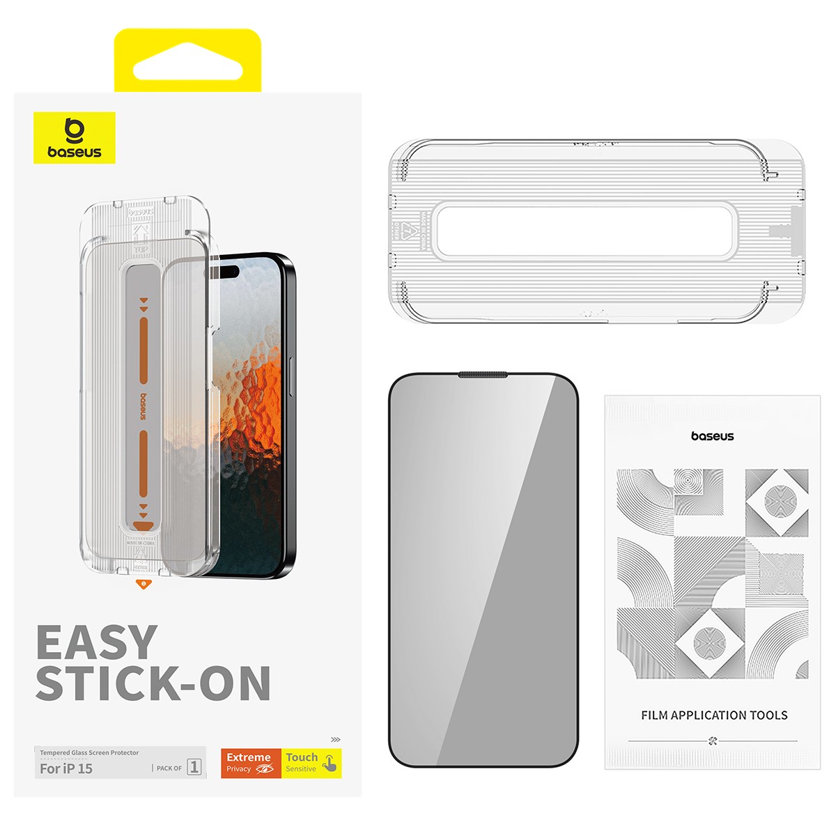PROTECTOR IPHONE 15 BASEUS P60057505203-00 LÁMINA ANTI ESPÍA HD SERIES SAPPHIRE - 2
